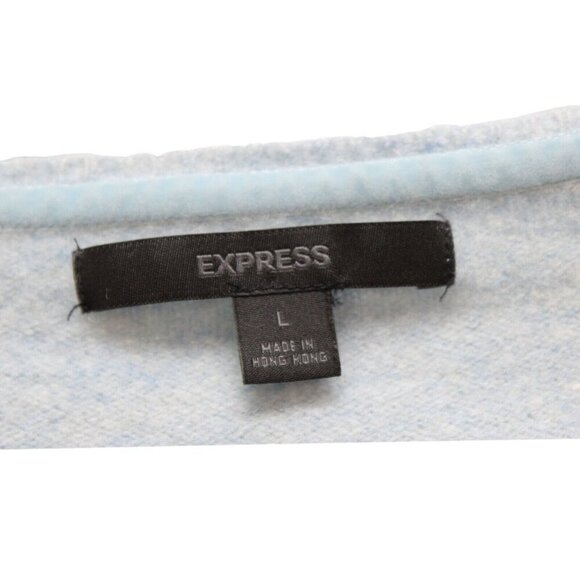 Express Sweater Size Large 100% Lambs Wool Knit Argyle Preppy Pastel V-Neck - Picture 8 of 13